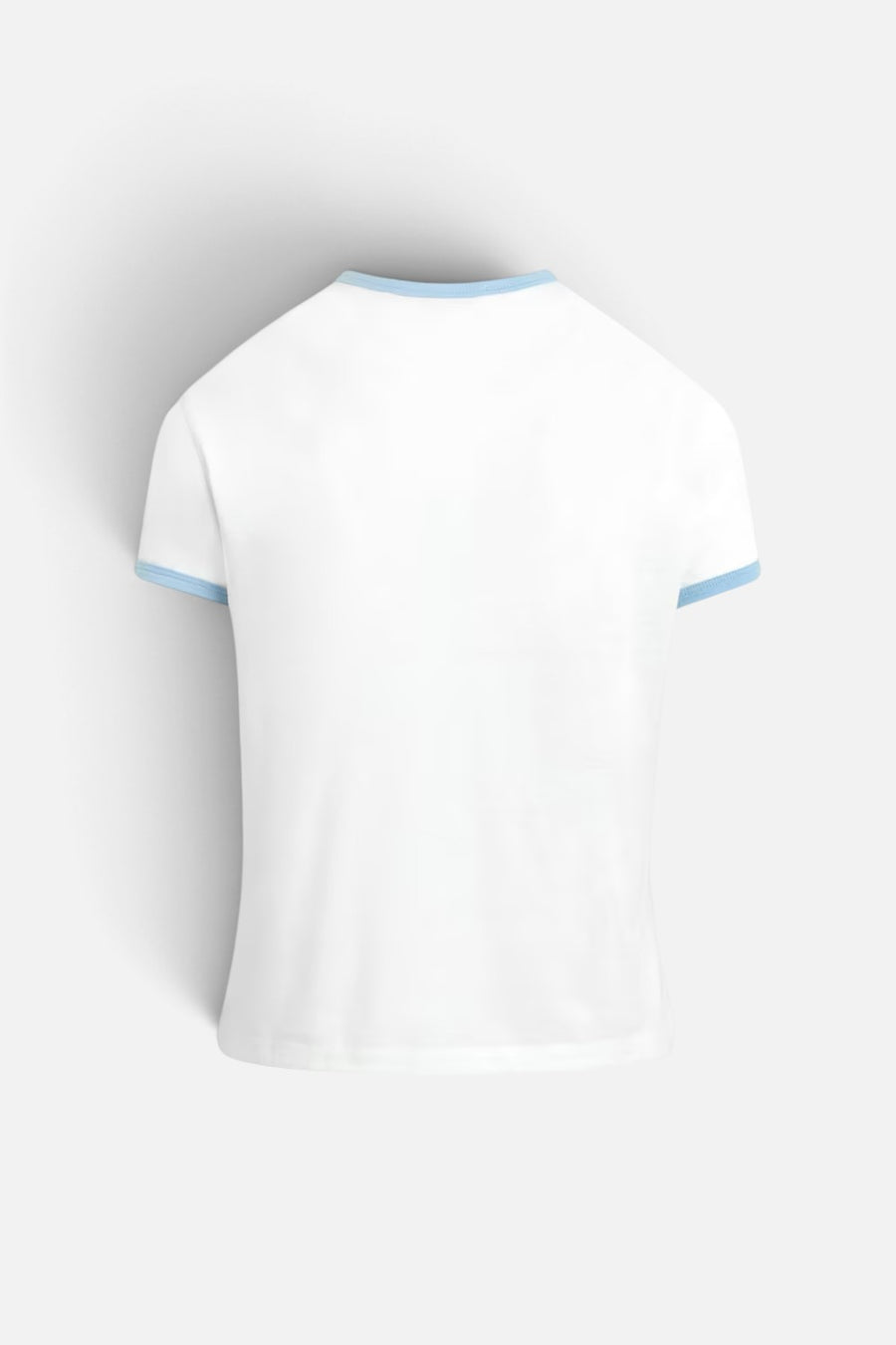 Favorite Daughter Collegiate Chest Logo Ringer Tee in White & Sea Blue