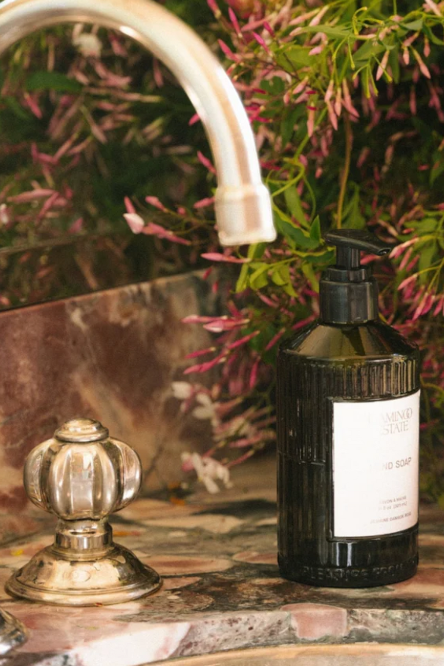 Flamingo Estate Jasmine Damask Rose Glass Hand Soap
