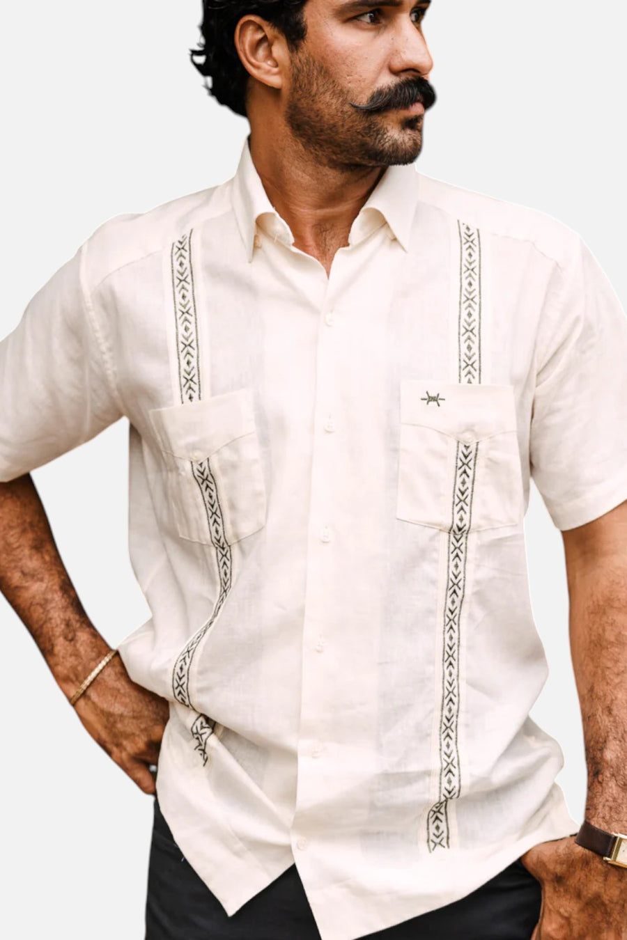 Texas Standard Tejas Guayabera Short Sleeve Shirt in Flores