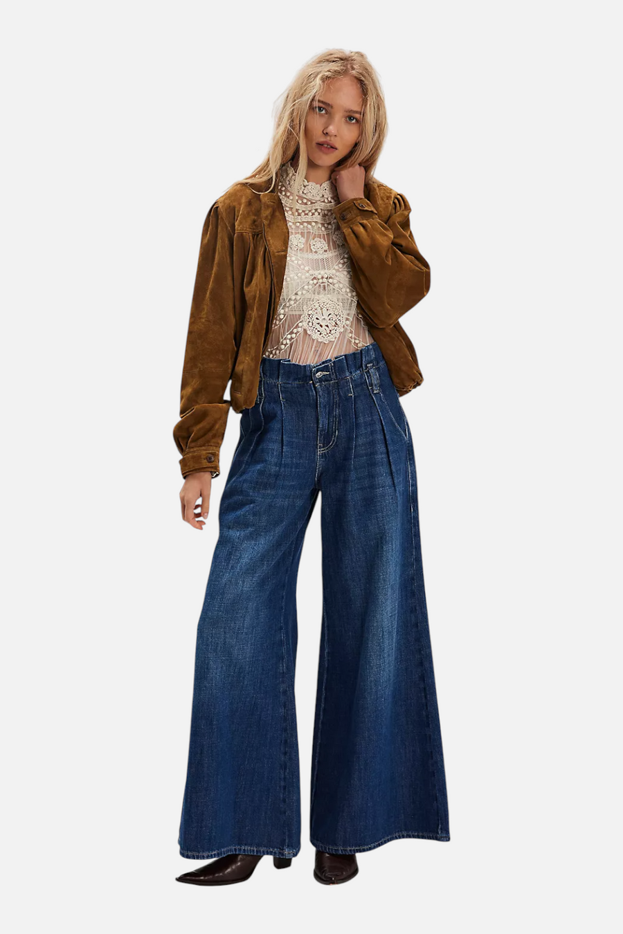 Free People Women's Forager Super Wide-Leg Jeans in Nomad