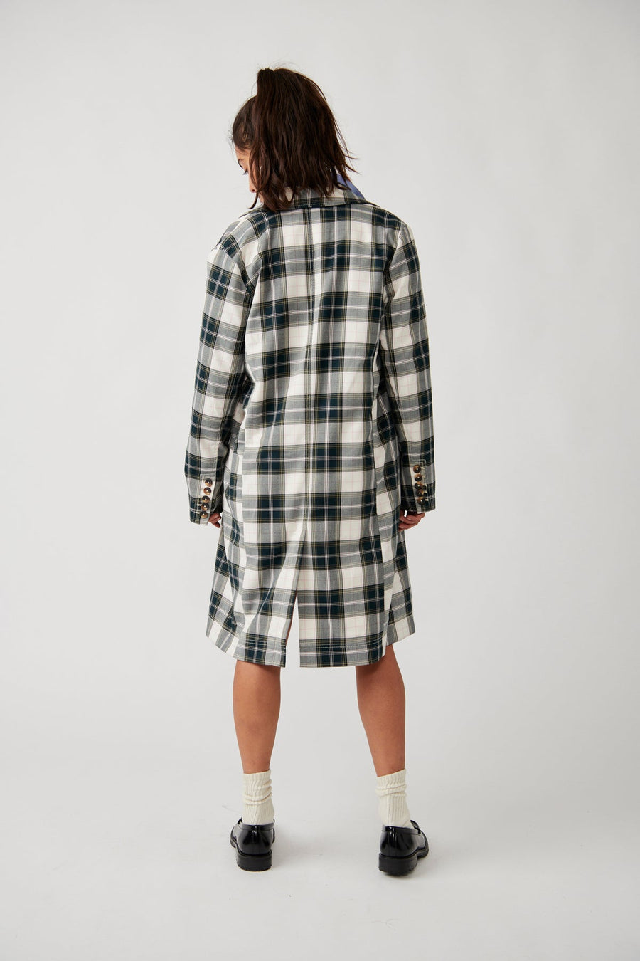 Free People Freddie Longline Blazer in Plaid