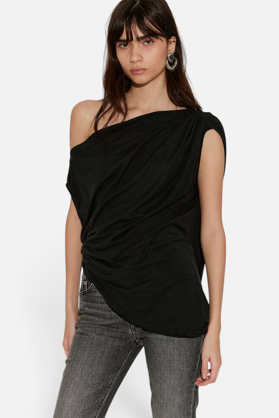 Free People Cascadia Tunic in black, front view.