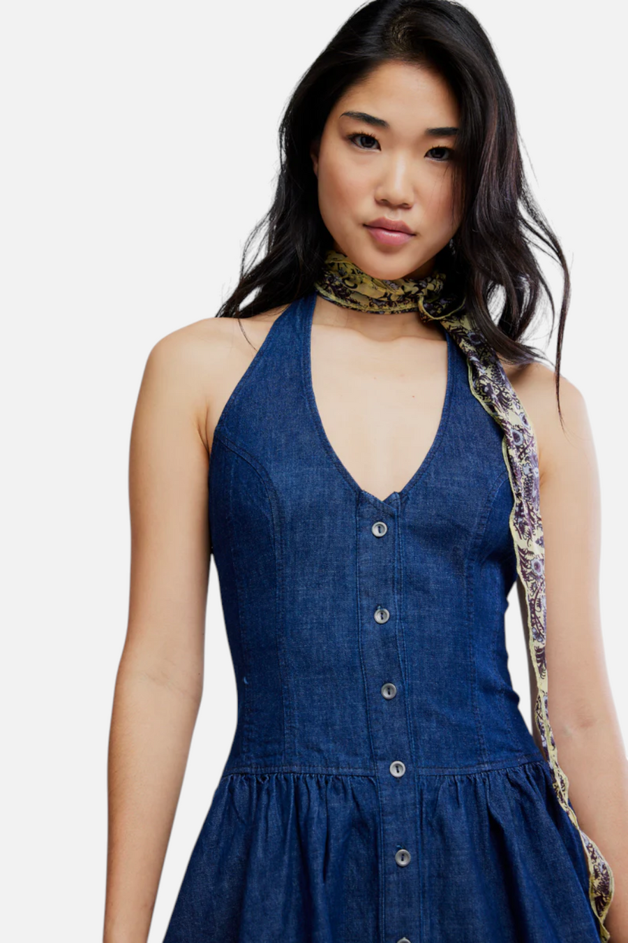 Free People Clean Break Denim Mini Dress in Night Wash