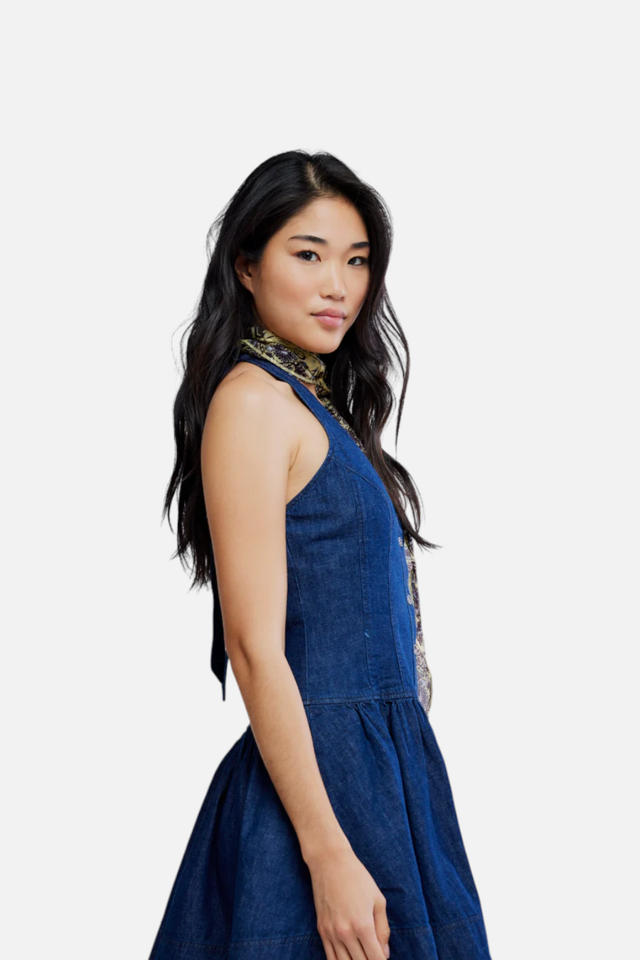 Free People Clean Break Denim Mini Dress in Night Wash