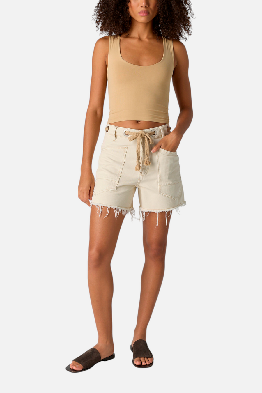 Free People Clean Lines Muscle Cami Oat Latte