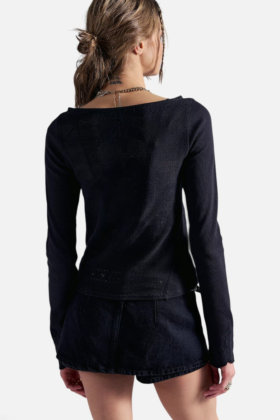 Free People Delilah Long Sleeve Top in Black