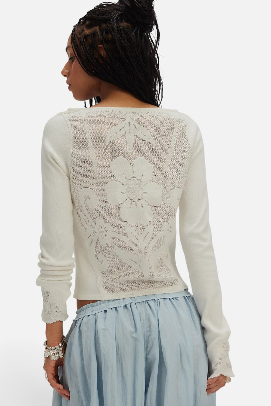 Free People Delilah Long Sleeve Top in Clean Ivory