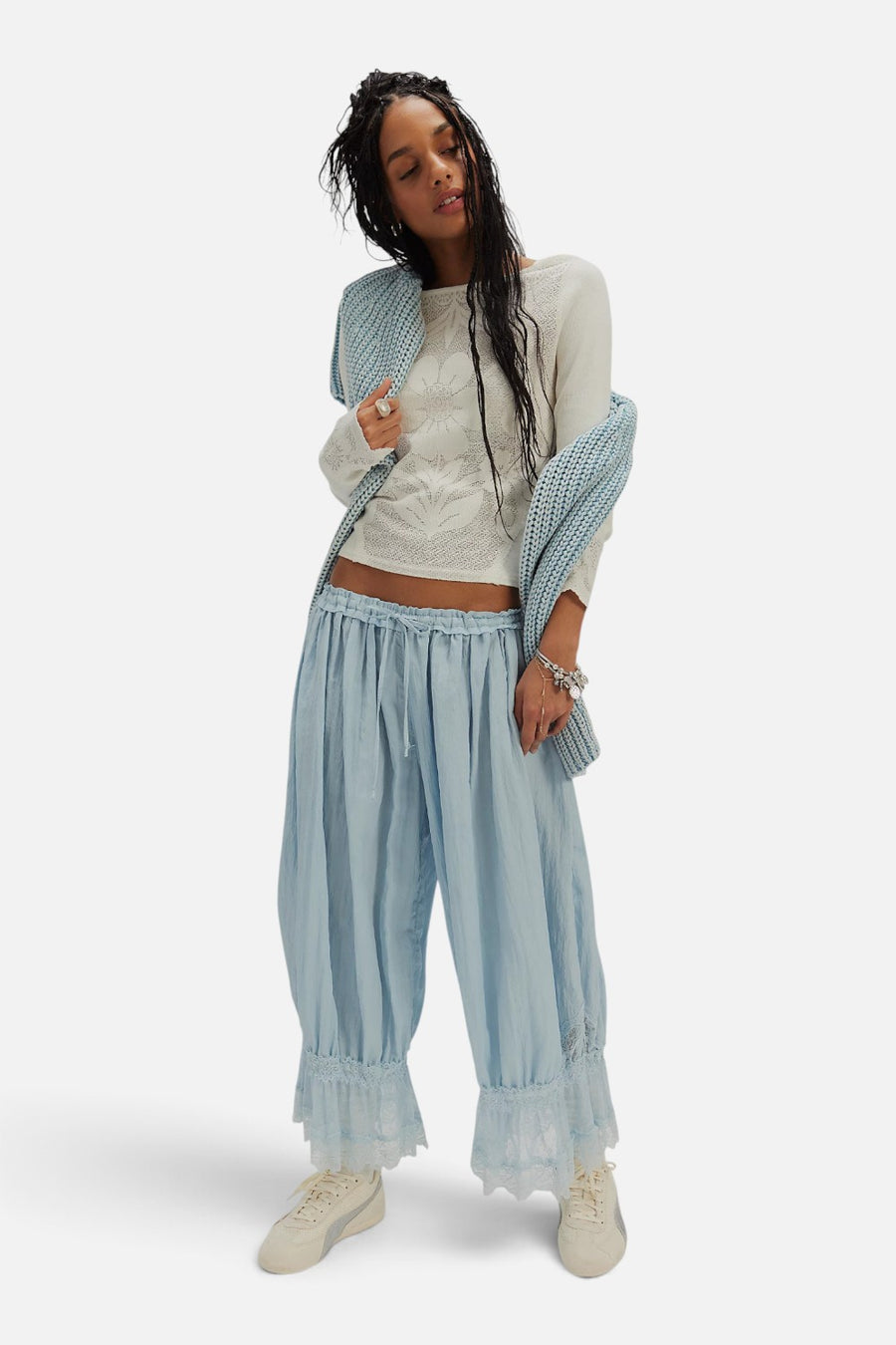 Free People Delilah Long Sleeve Top in Clean Ivory