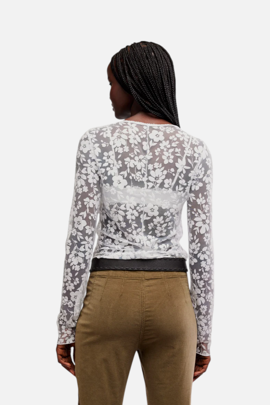 Free People Early Sunsets Lace Layering Top in Ivory