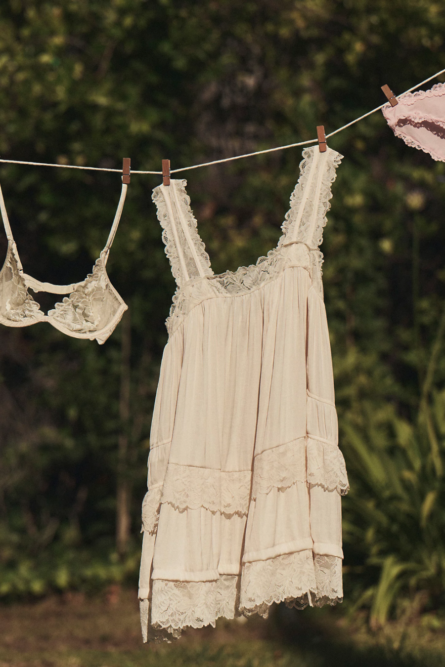 Free People Forever Yours Mini Slip Dress in Toasted Eggnog - back view