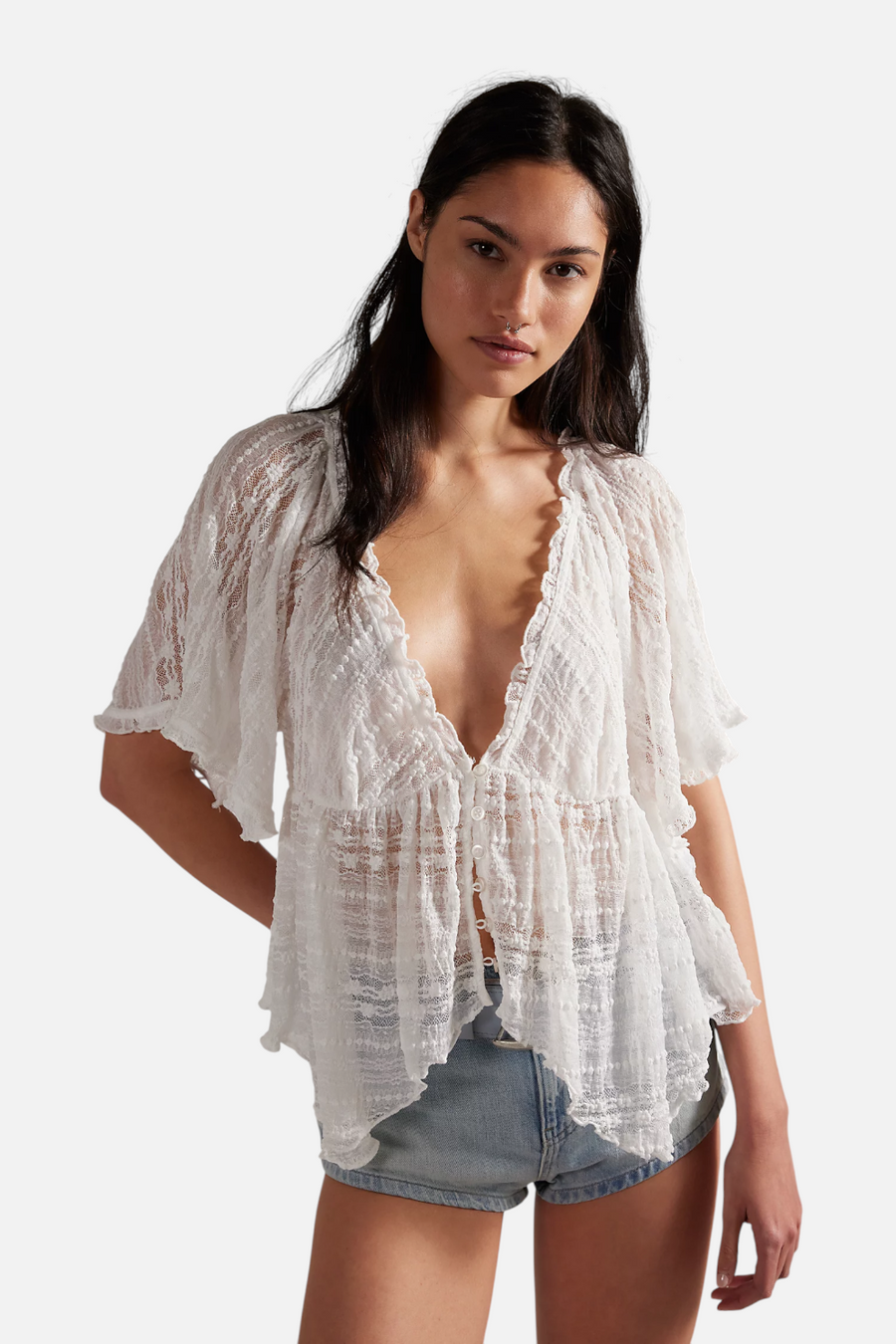 Free People In Your Dreams Lace Top in Clean Ivory