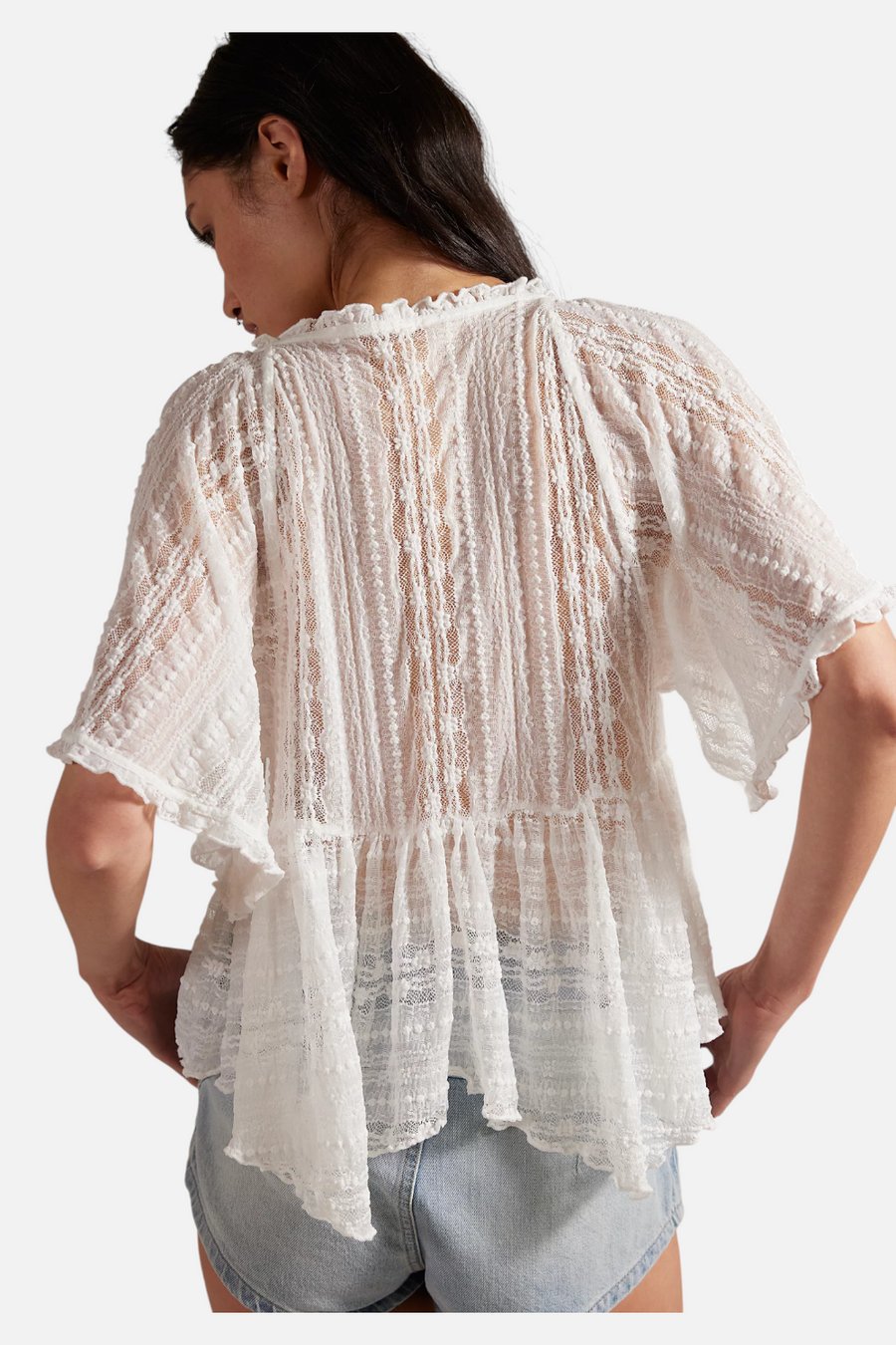 Free People In Your Dreams Lace Top in Clean Ivory