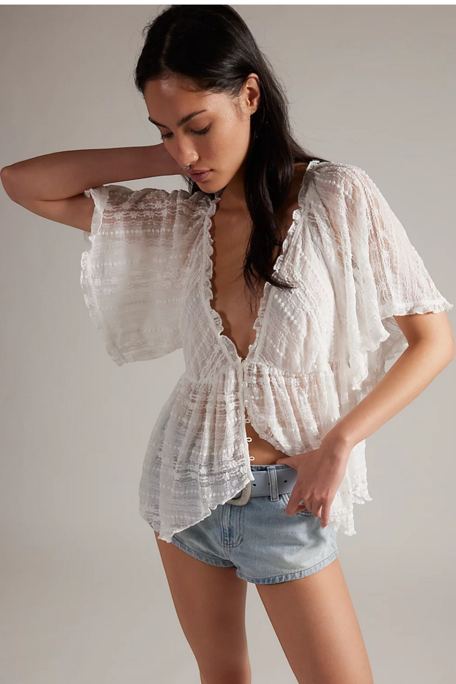 Free People In Your Dreams Lace Top in Clean Ivory