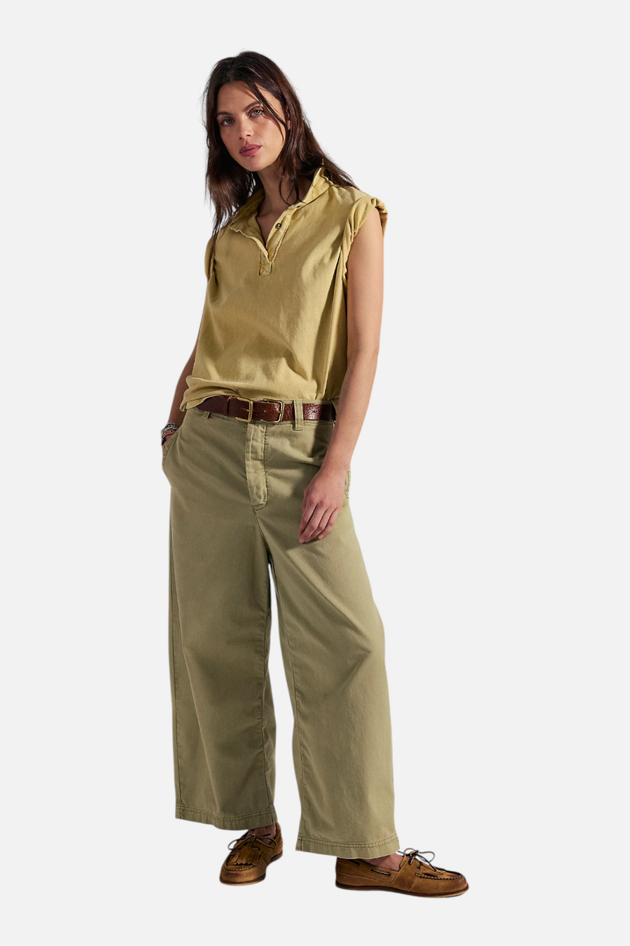 Free People Laydown Chino Pant in Aloe