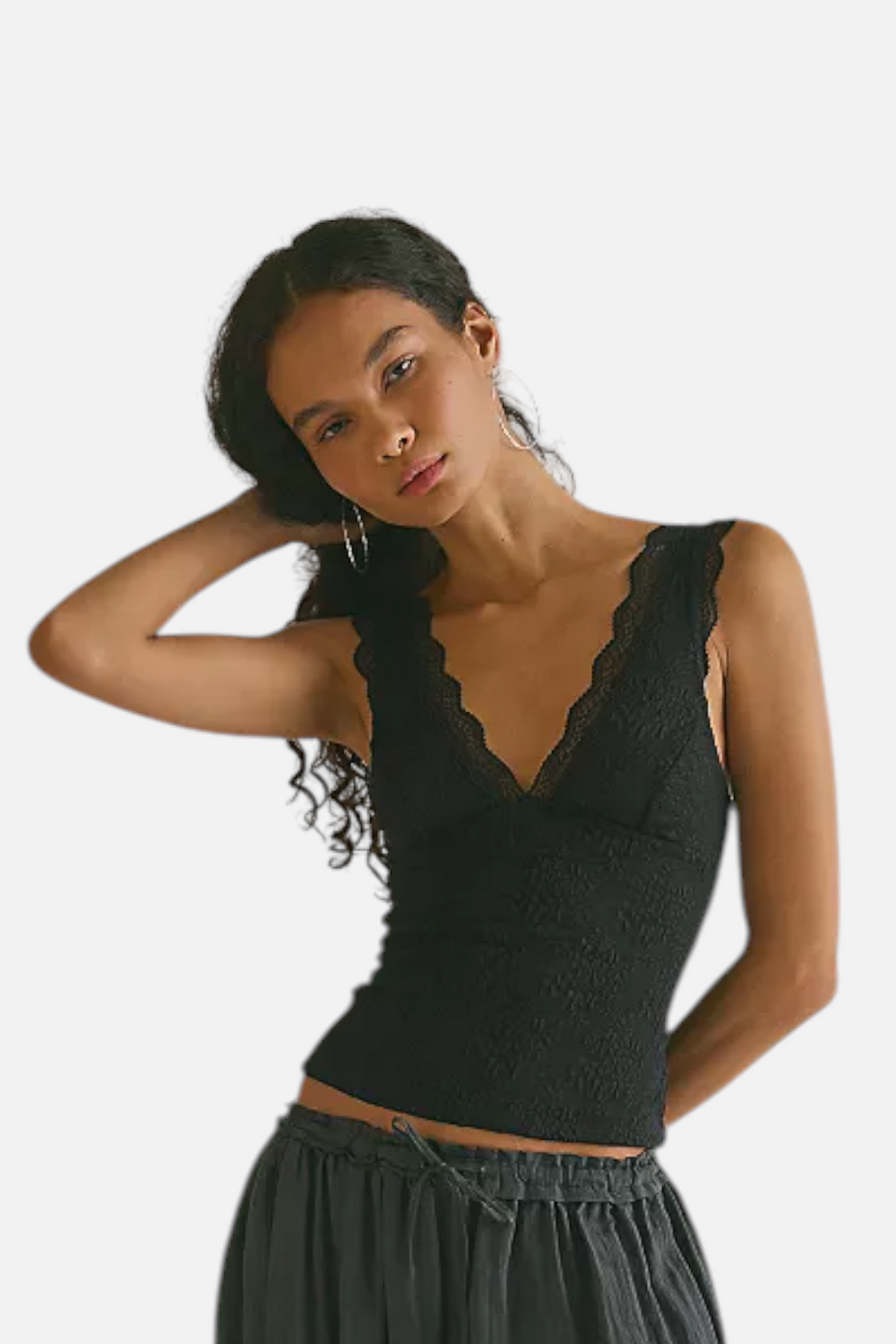 Free People Loved You First Lace Cami in Black