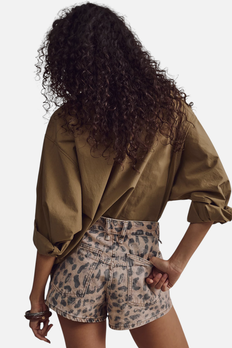Free People Now Or Never Denim Shorts in Leopard