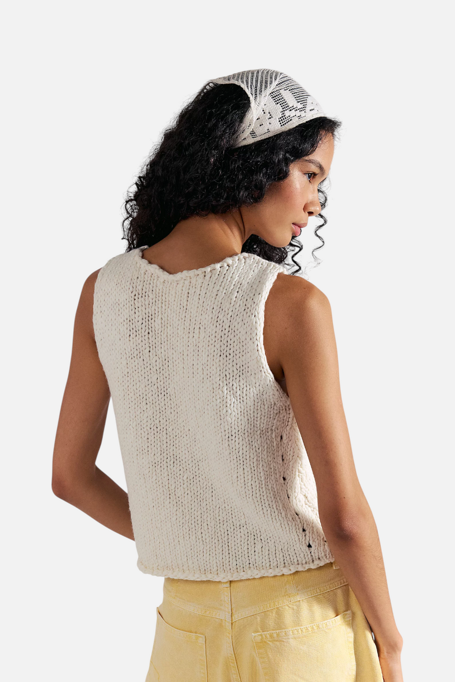 Free People Opal Sleeveless Sweater Tank in Whisper White