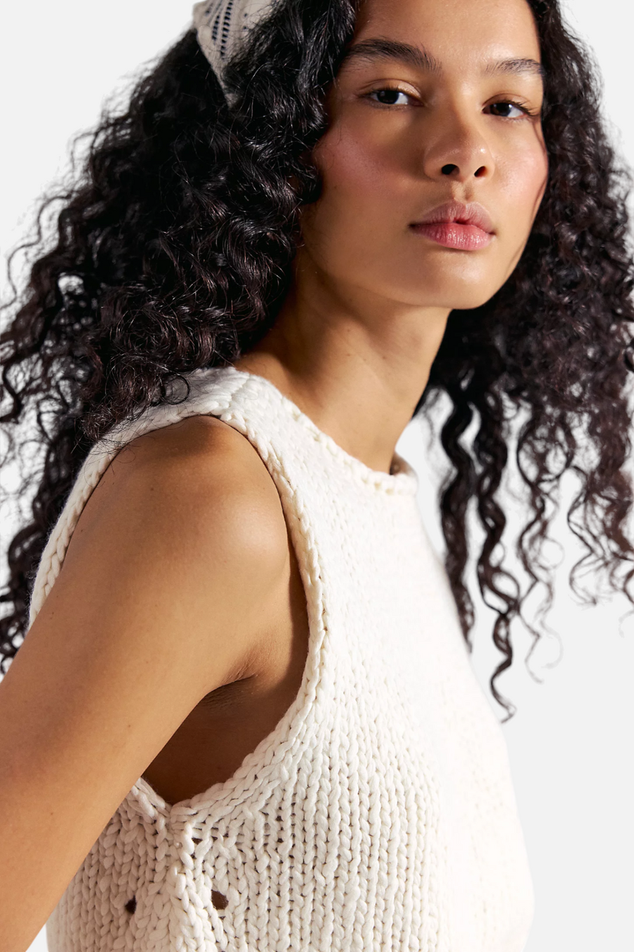 Free People Opal Sleeveless Sweater Tank in Whisper White