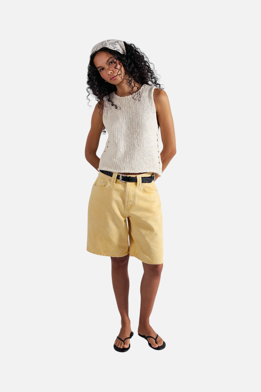 Free People Opal Sleeveless Sweater Tank in Whisper White