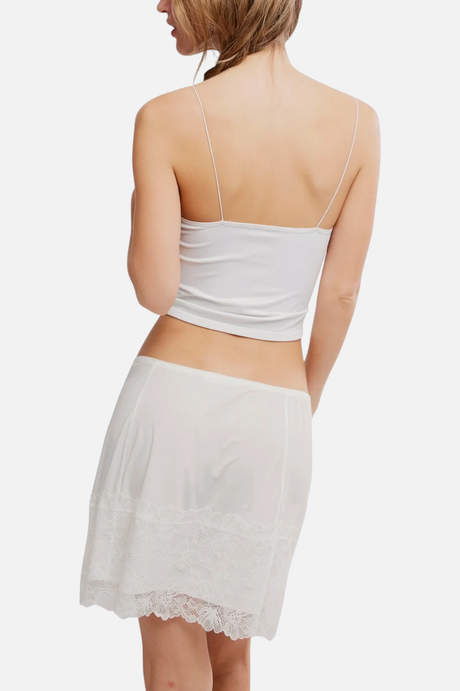 Free People Party Crashers Mini Slip Skirt in Clean Ivory