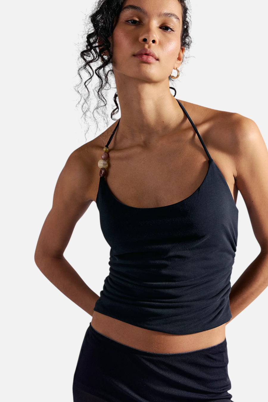 Free People Toni Beaded Tank in Black