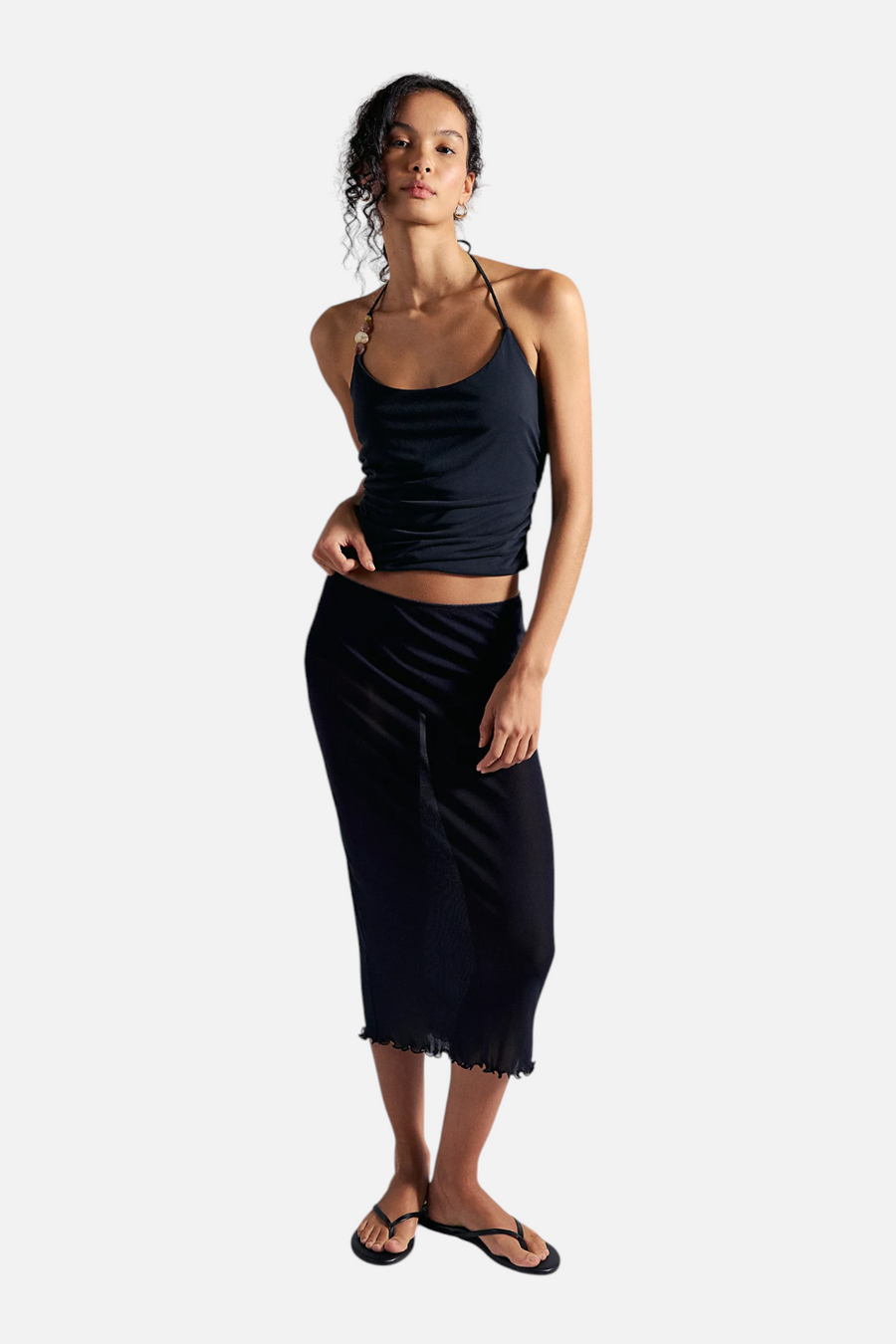 Free People Toni Beaded Tank in Black