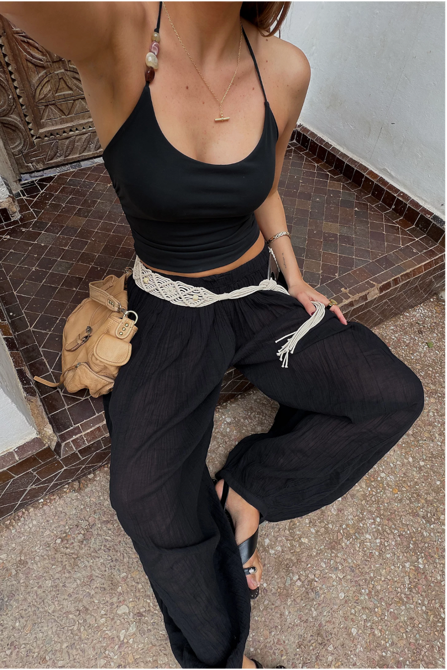 Free People Toni Beaded Tank in Black