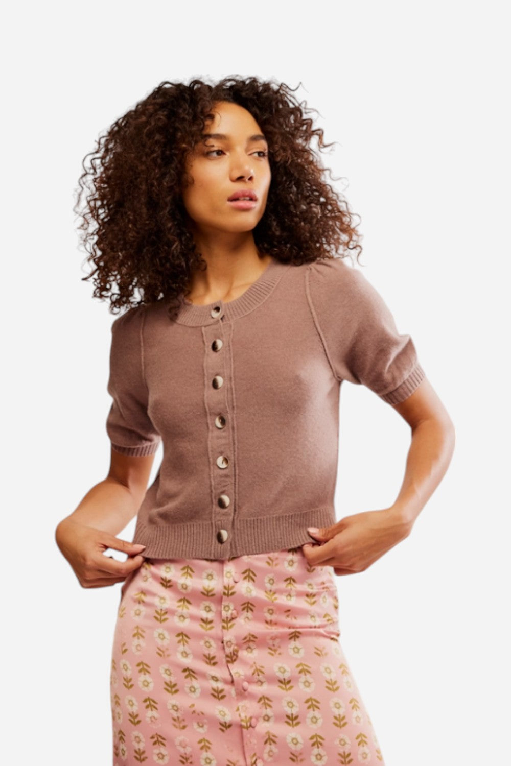 Free People Isla Solid Cardigan in Ceramic Glaze – CHROME