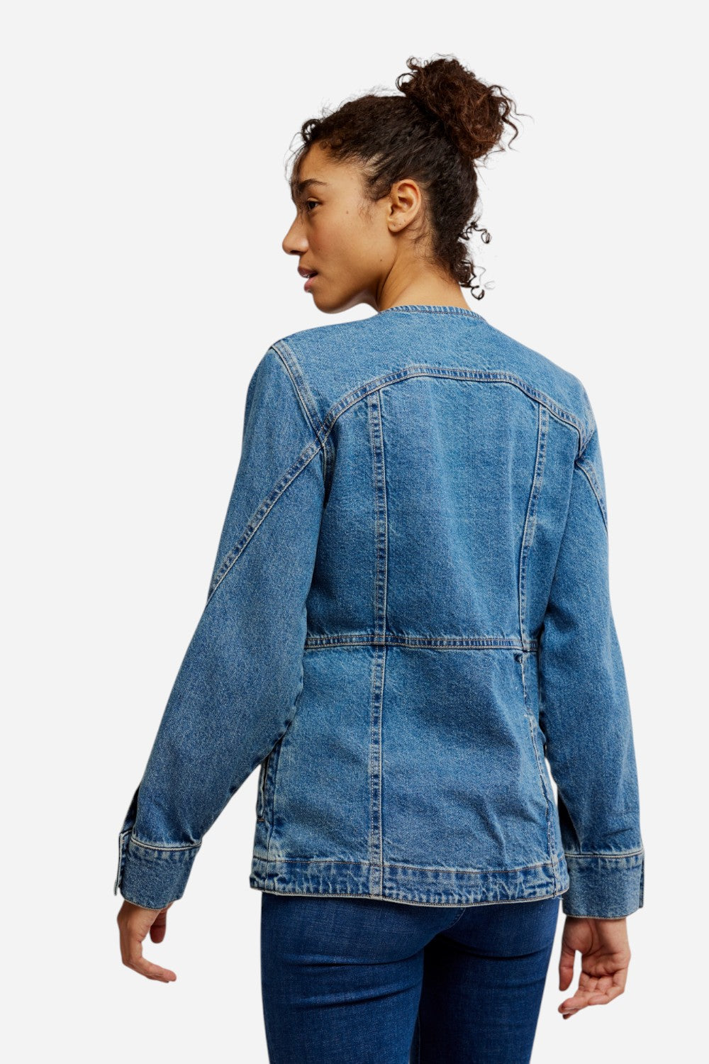 Free People Lula Denim Jacket in River Blues – CHROME