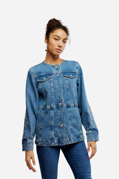 Free People Lula Denim Jacket in River Blues – CHROME