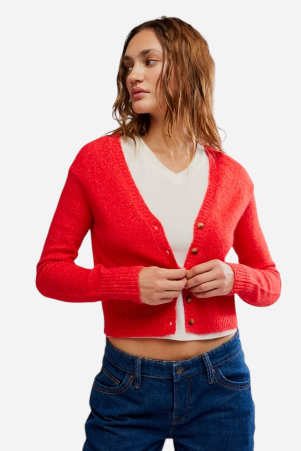 Free People School Girl Cardigan in Cherry – CHROME