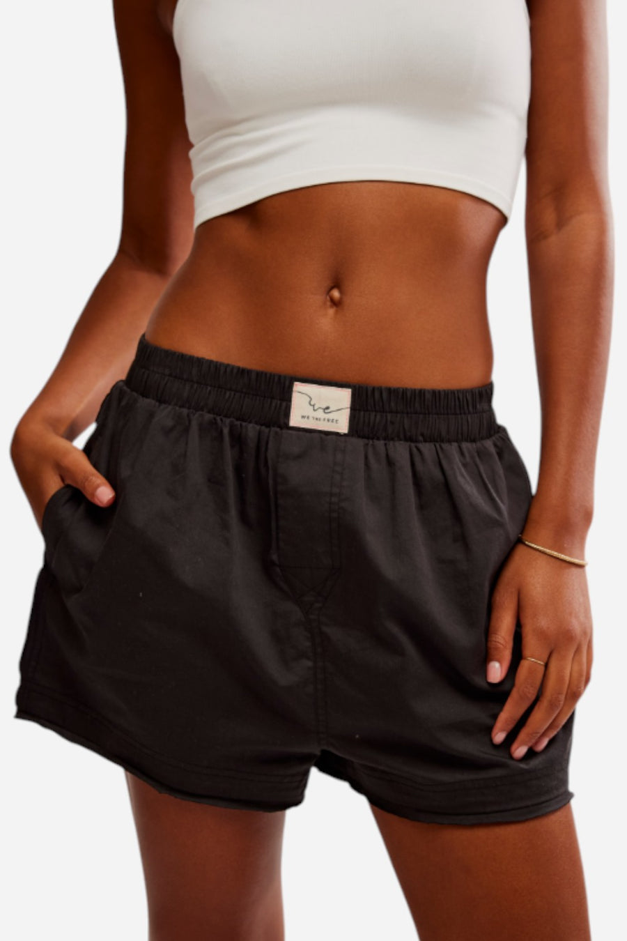 Free People We the Free Day To Day Solid Boxers in Washed Black