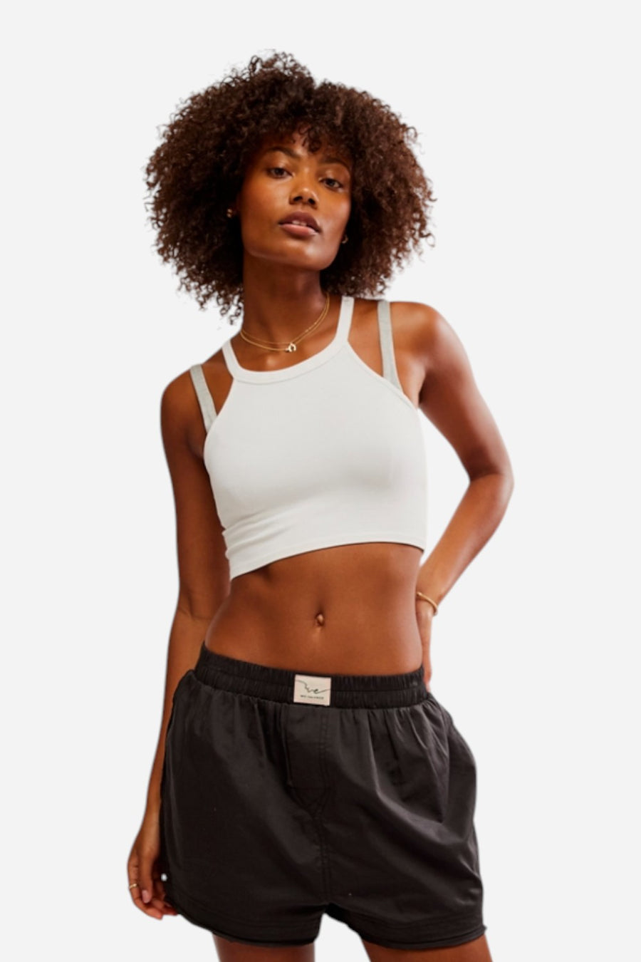 Free People We the Free Day To Day Solid Boxers in Washed Black