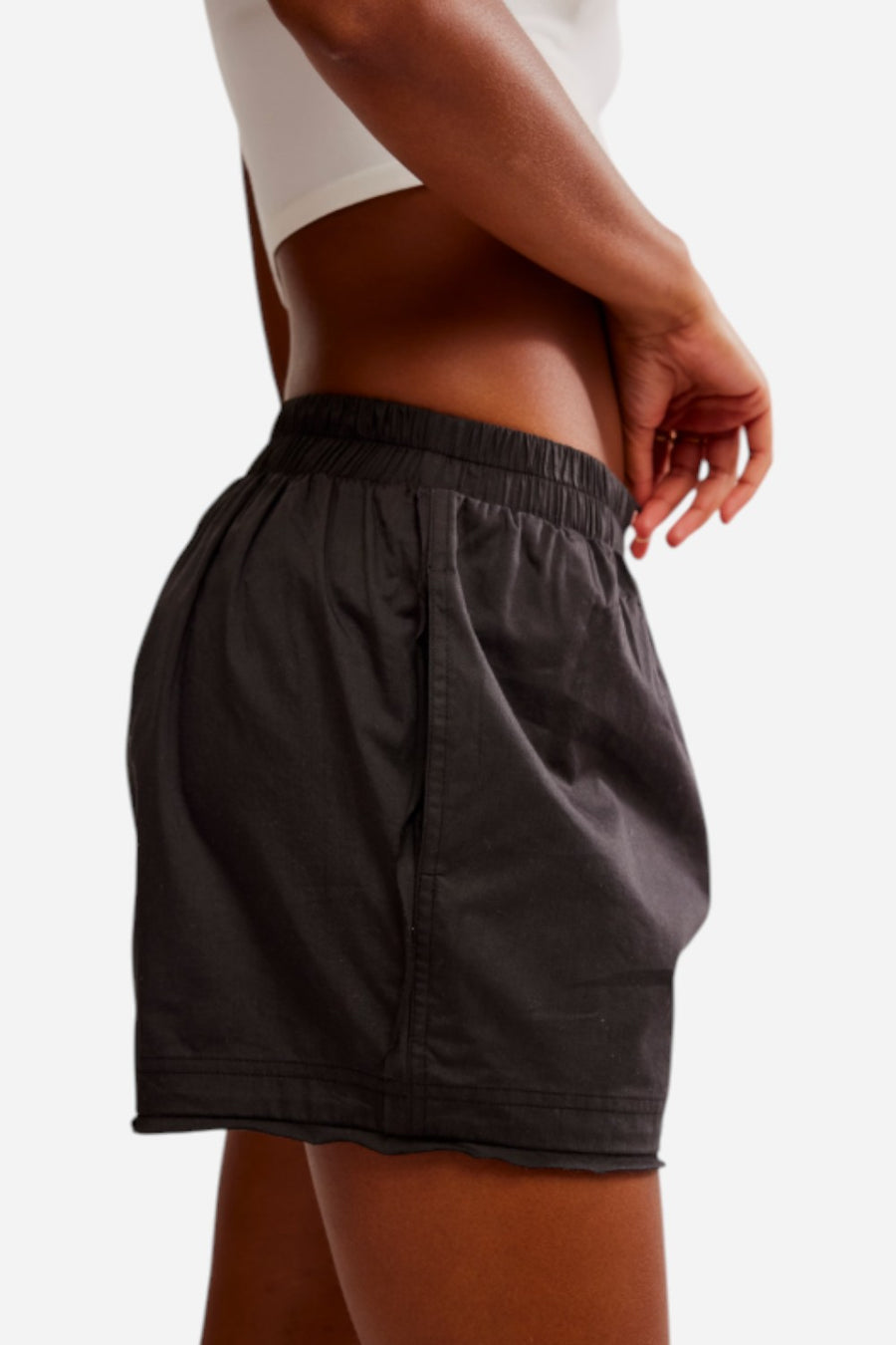 Free People We the Free Day To Day Solid Boxers in Washed Black