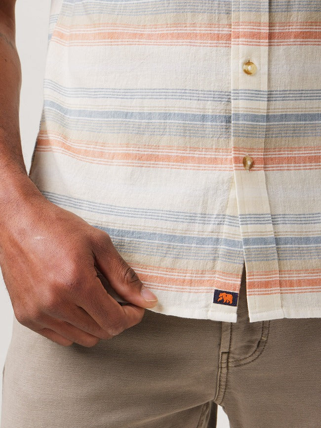 The Normal Brand Freshwater Short Sleeve Button Up Shirt in Canyon Stripe