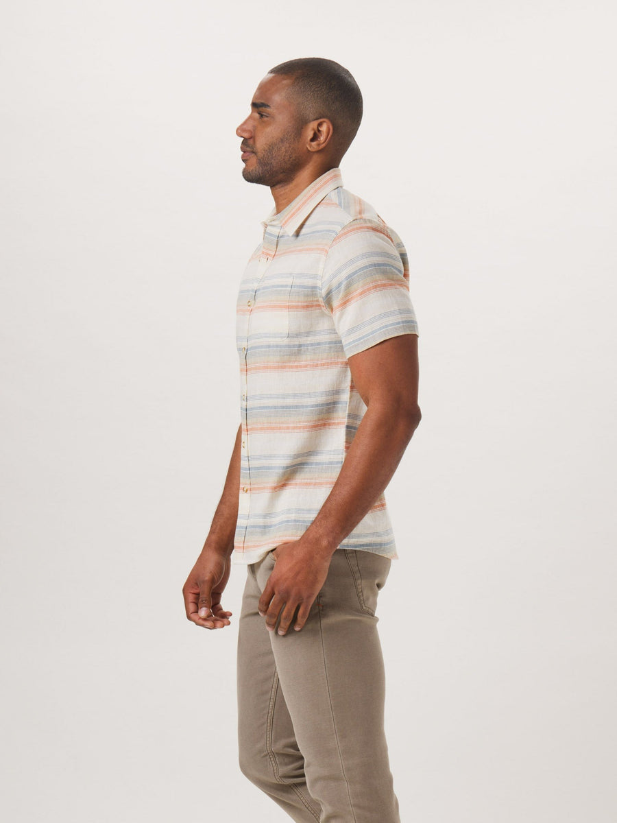 The Normal Brand Freshwater Short Sleeve Button Up Shirt in Canyon Stripe