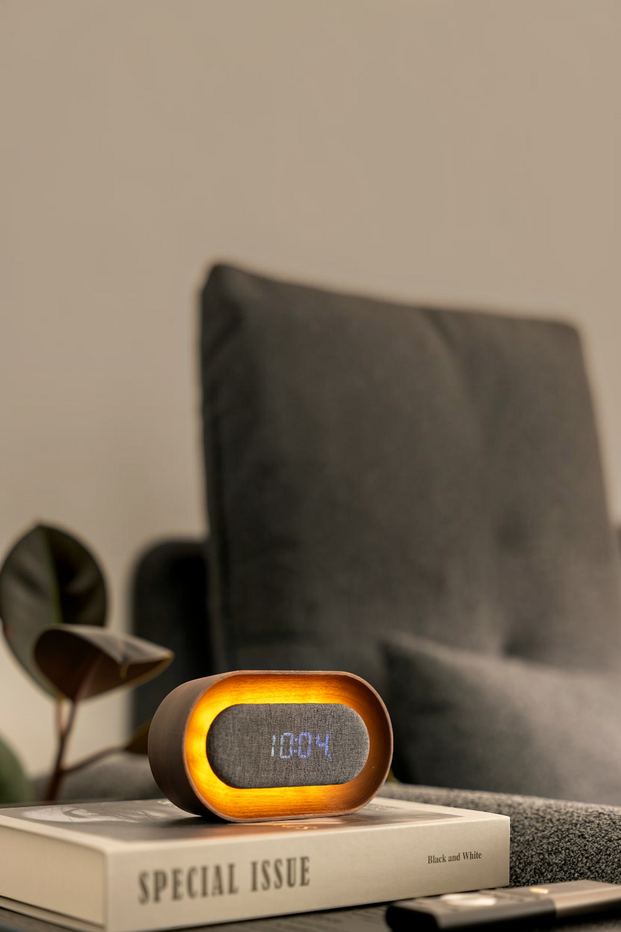 Gingko Lumos Oval Clock in Walnut