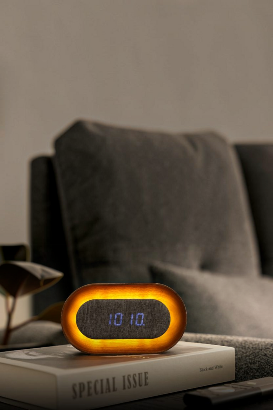 Gingko Lumos Oval Clock in Walnut