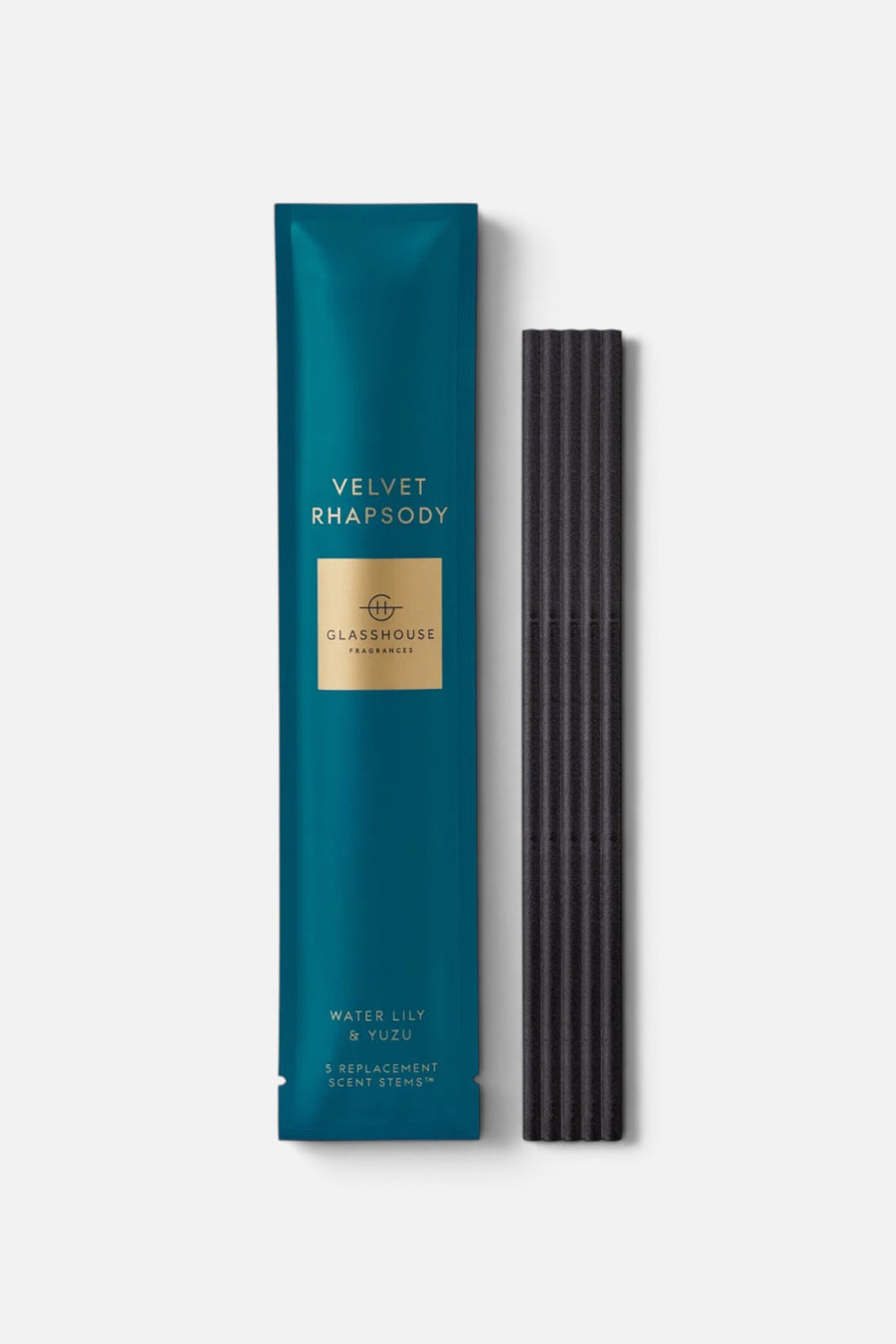 Glasshouse Replacement Scent Stems in Velvet Rhapsody, five-pack of refills for the Scent Scene stand.