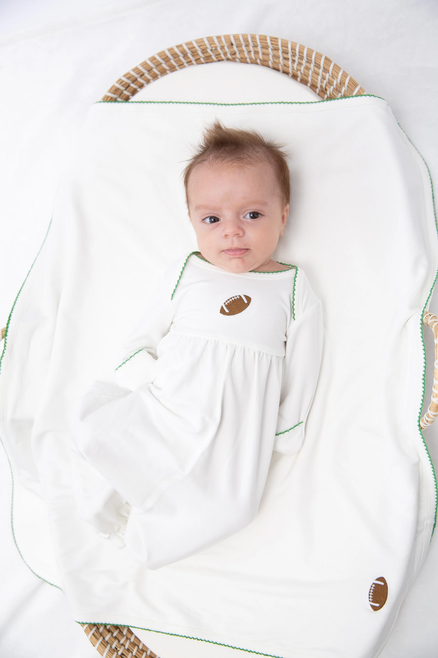 Goosies Embroidered Varsity Football Pip Blanket in White