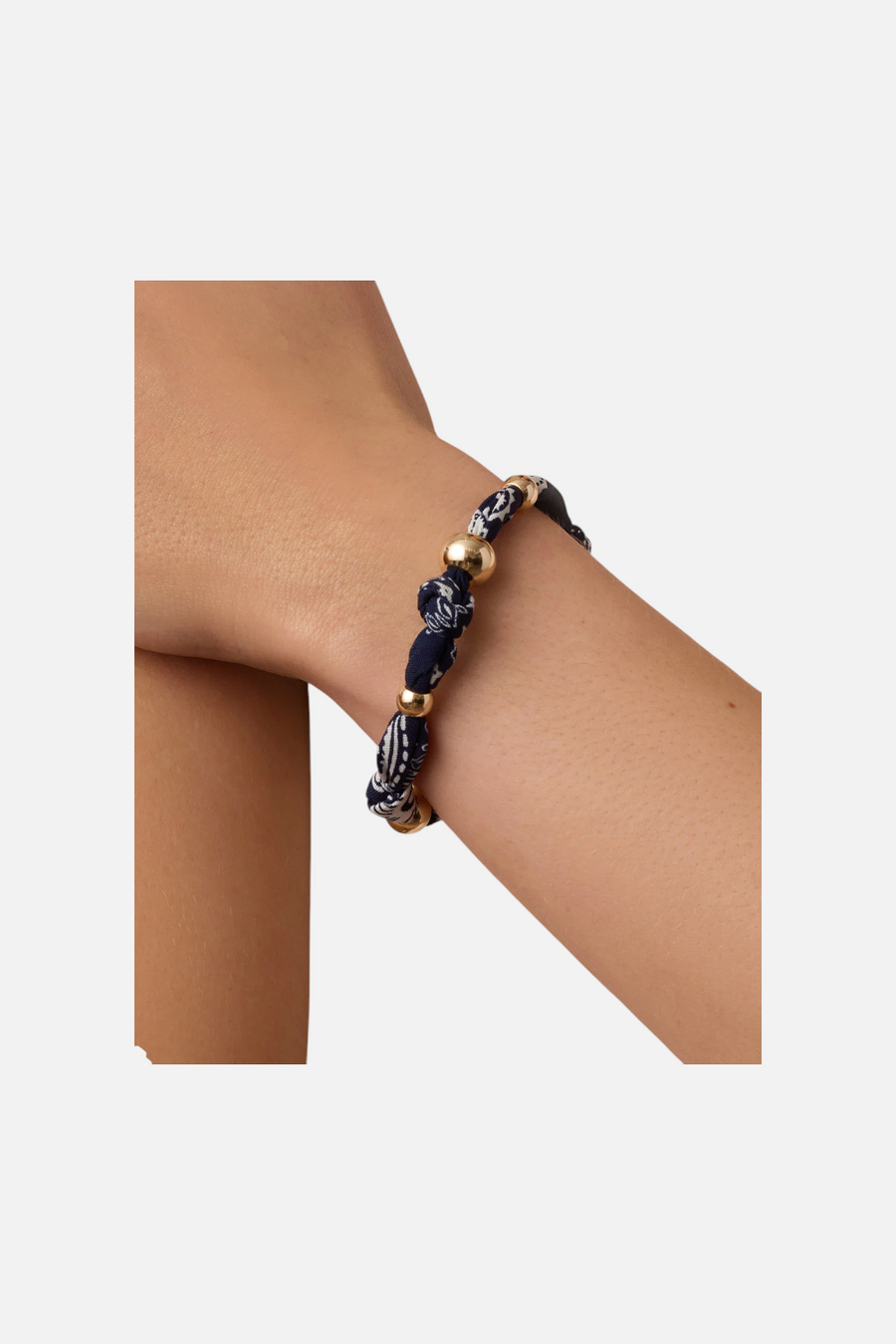 Gorjana Paisley Bandana Knot Bracelet in Navy