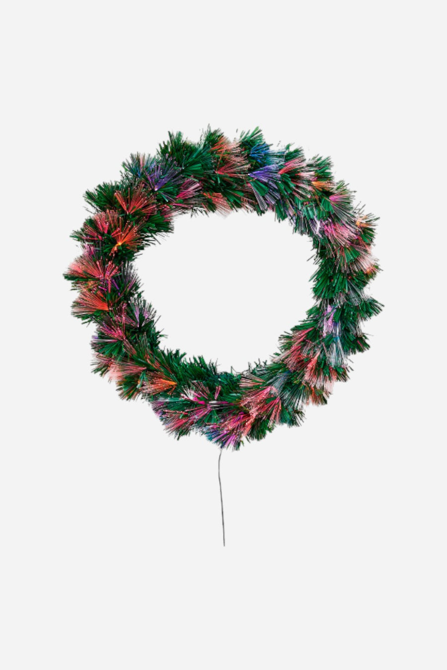 Green Light-Up Fiber Optic Wreath, 24''