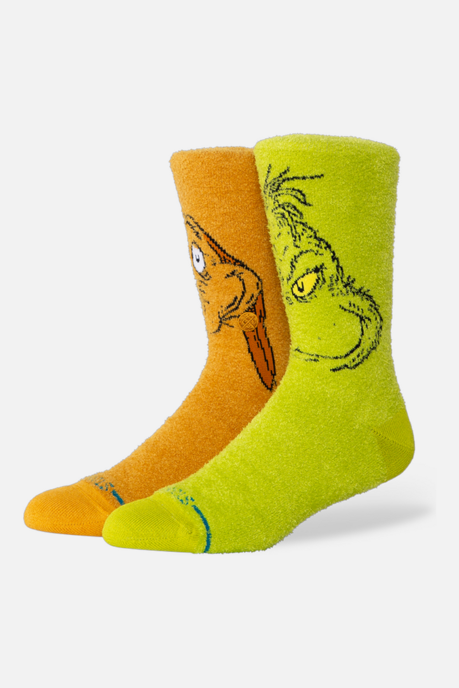 Stance Grinch And Max Fuzzy Crew Sock in Green- Medium