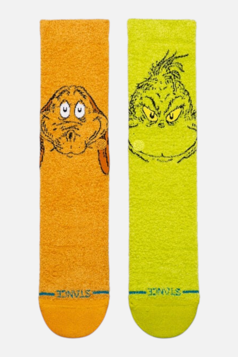 Stance Grinch And Max Fuzzy Crew Sock in Green- Medium