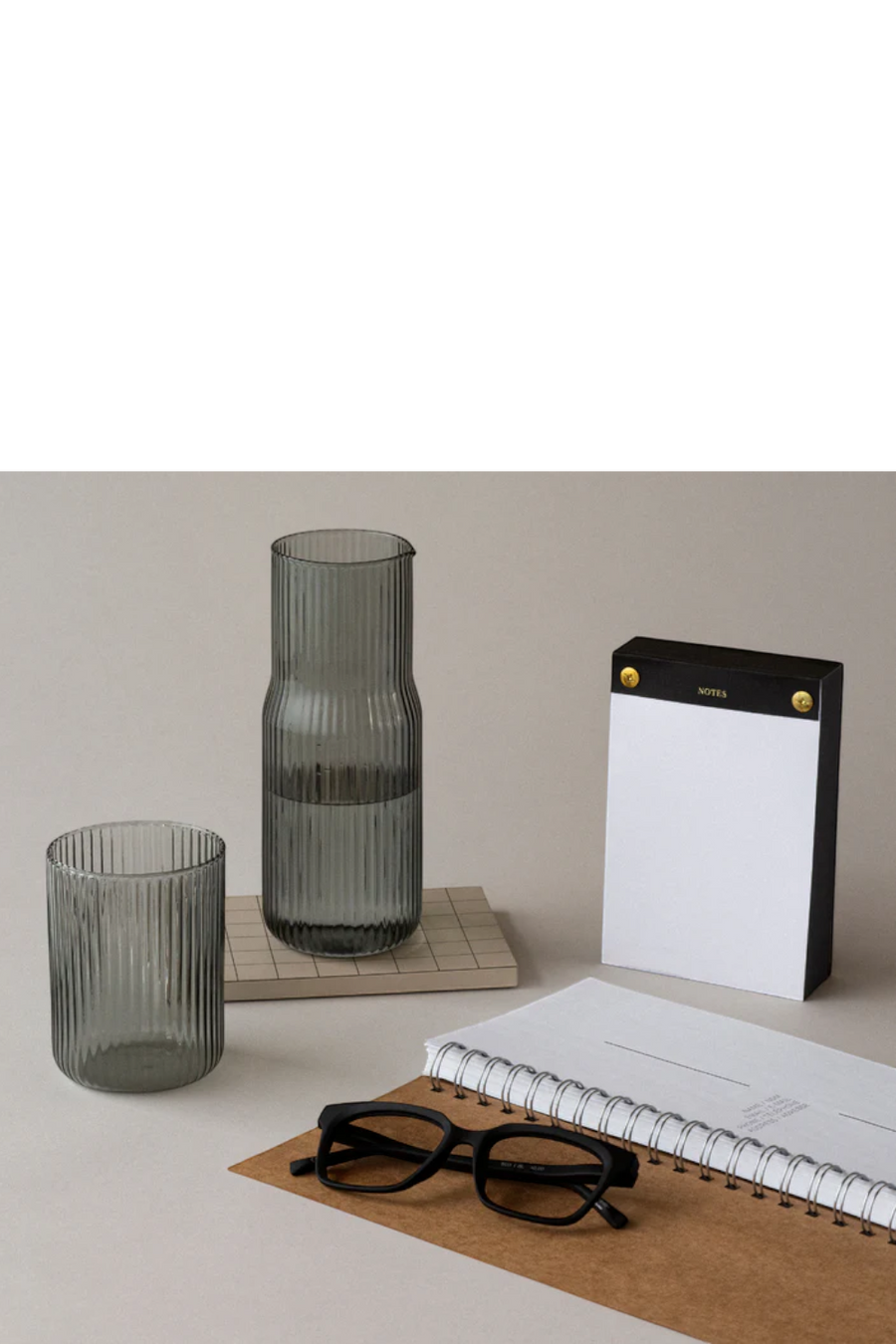 Gry Mattr Ribbed Carafe and Cup Set in Smoke