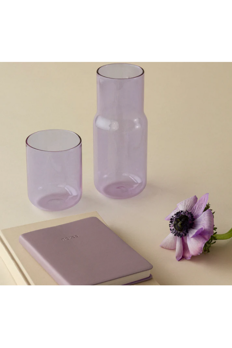 Gry Mattr Tinted Glass Carafe and Cup in Violet