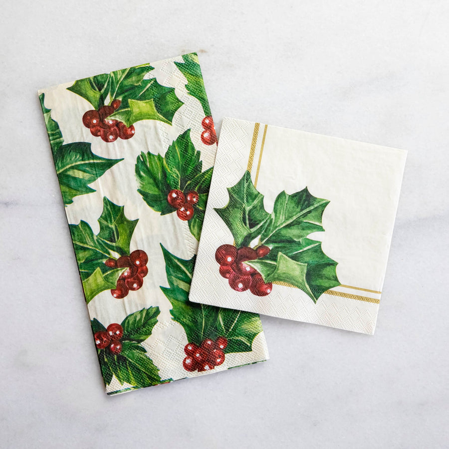 Hester & Cook Holly Guest Napkin - Set of 16