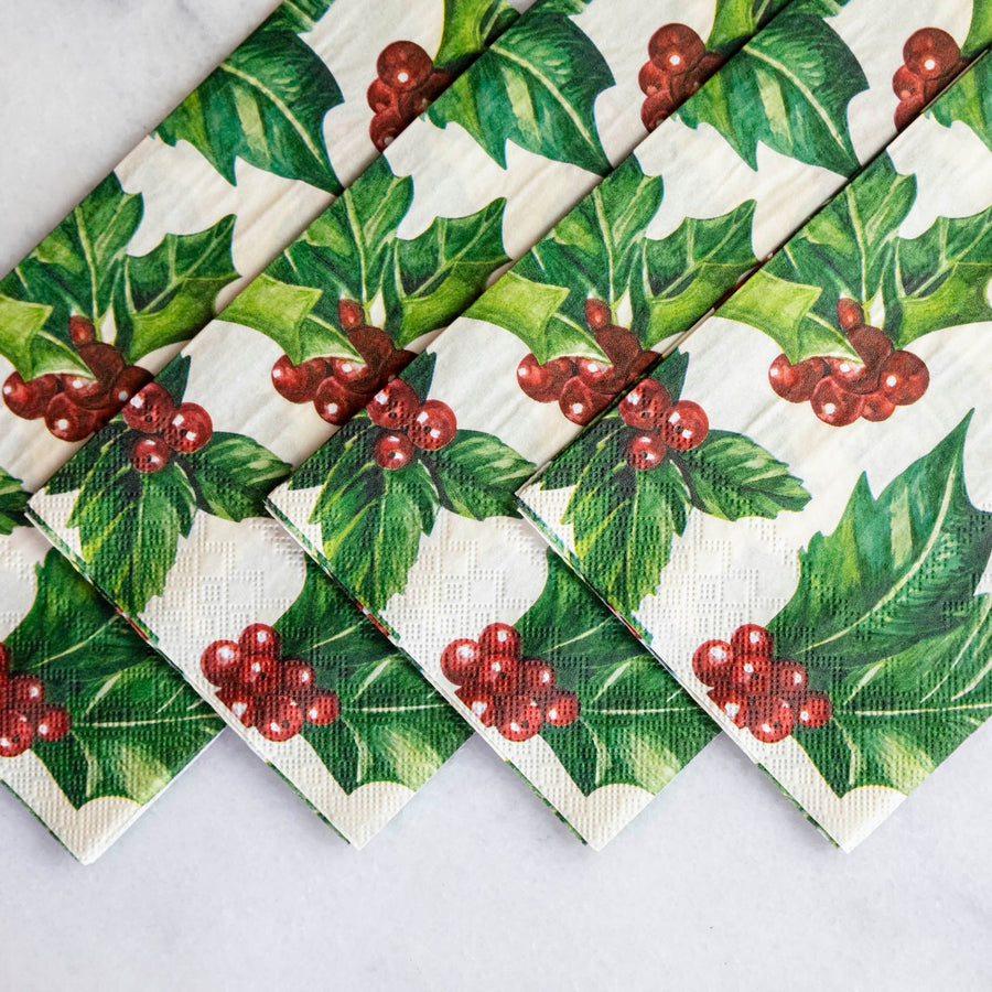 Hester & Cook Holly Guest Napkin - Set of 16