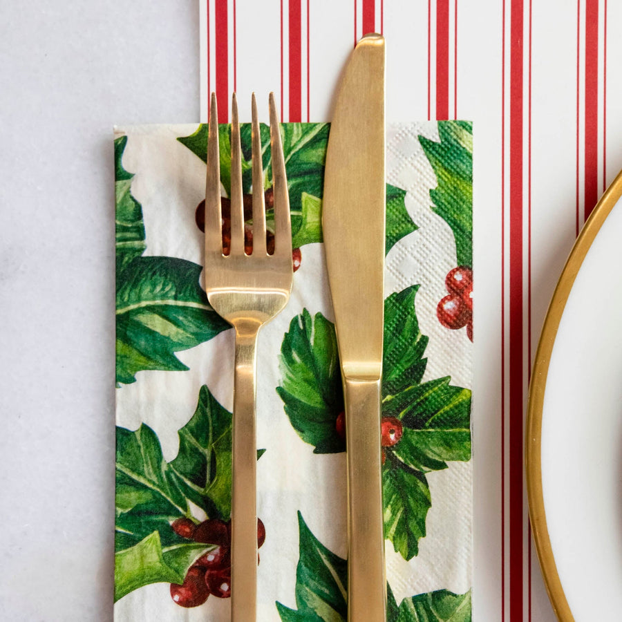 Hester & Cook Holly Guest Napkin - Set of 16
