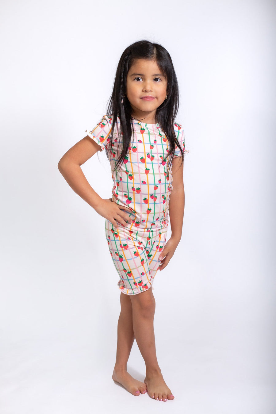 Goosies Ruffle Shorts PJ Set in Berry Patch